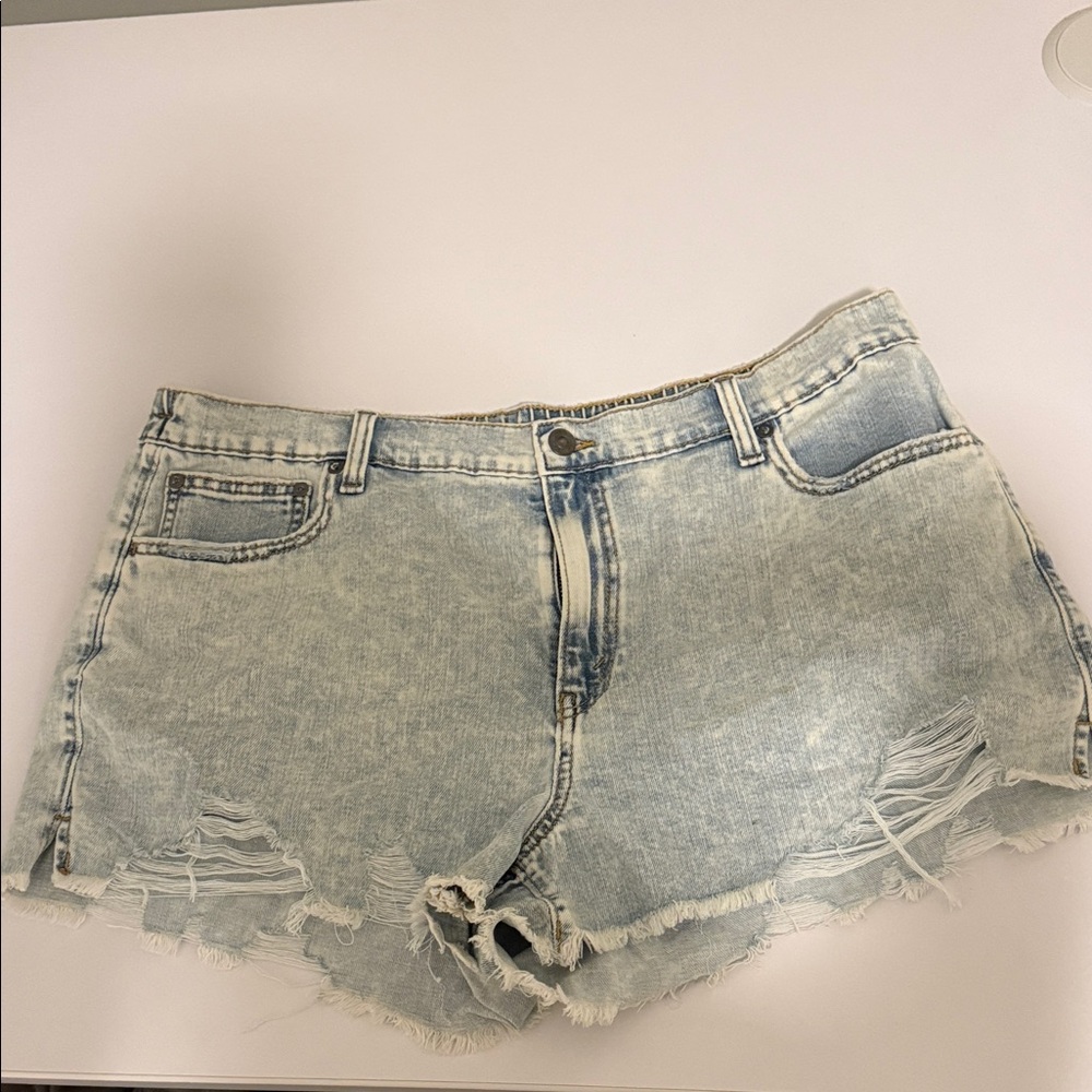 Aerie Light Blue Distressed Jean Shorts